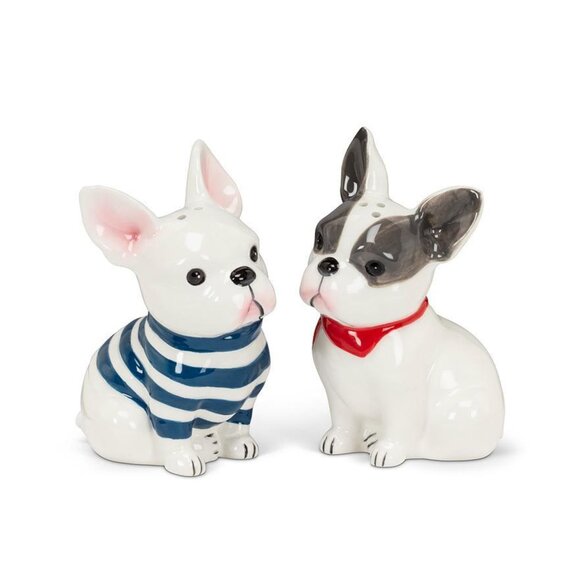 (Set of x2) French Bulldog Ceramic Salt & Pepper Shakers - Picture 1 of 6